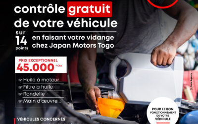 Profitez d’un contrôle gratuit de votre véhicule chez Japan Motors Togo !